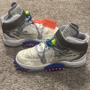 Off-White Gray and Blue Sneakers Modern Design